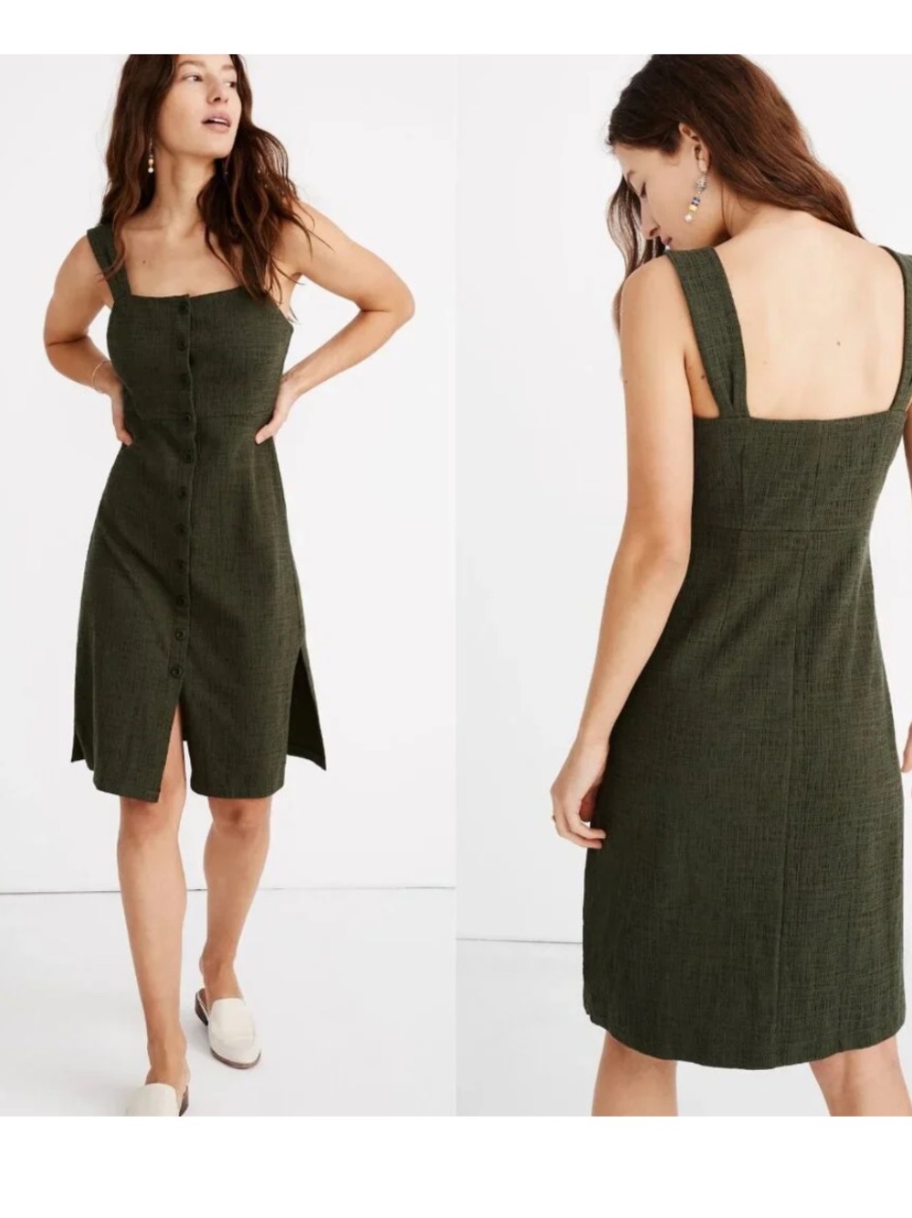 Madewell Olive Button Down Dress